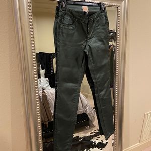 Metallic Green leather pants (faux)